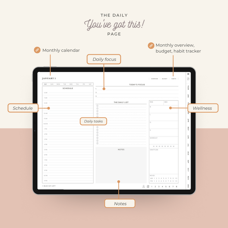 Undated digital planner - landscape - grid