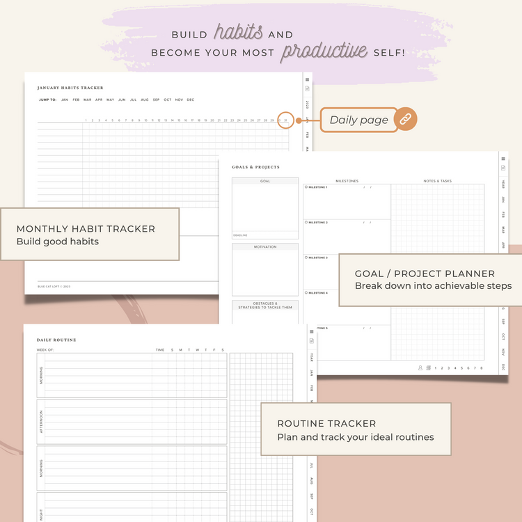 Undated digital planner - landscape - grid