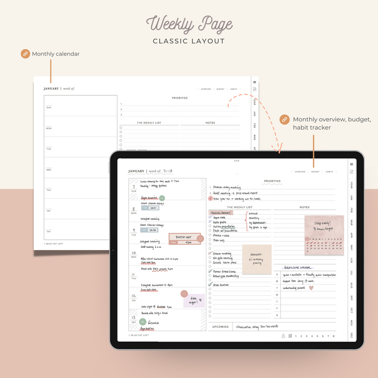 Undated digital planner - landscape - classic