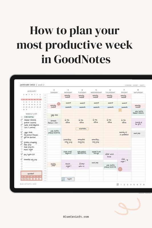 How to make a productive time block schedule in GoodNotes + free GoodNotes planner template