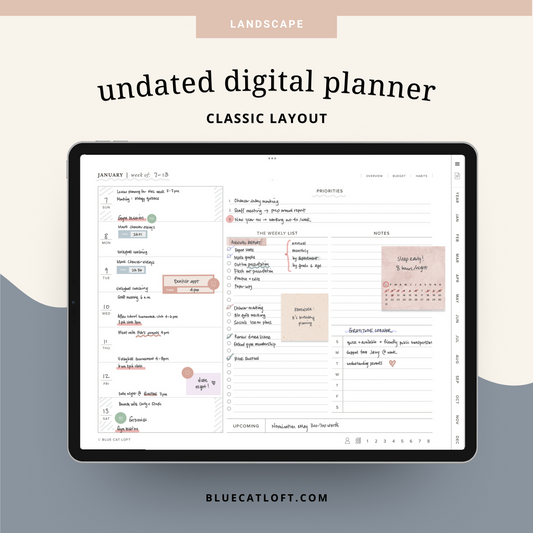 Undated digital planner - landscape - classic