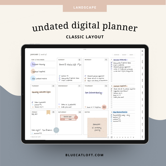 Undated digital planner - landscape - grid