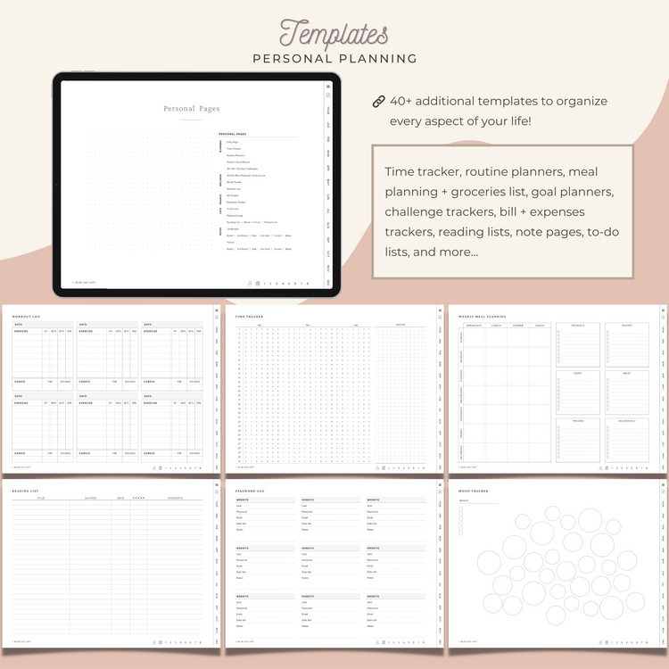 Undated Digital Planner - Landscape - Ruled