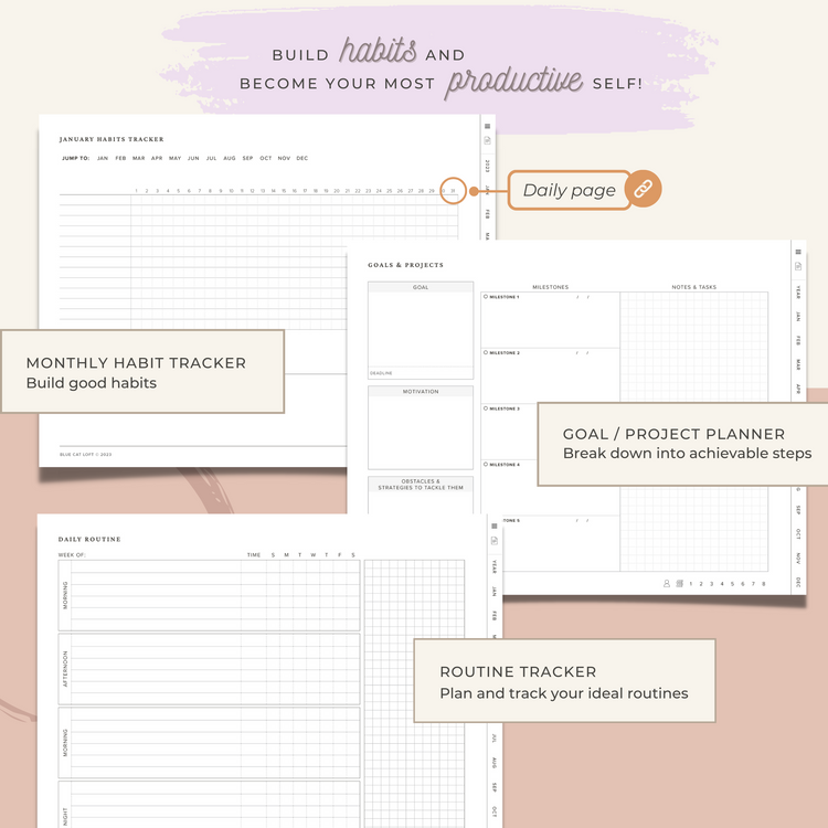 Undated Digital Planner - Landscape - Ruled