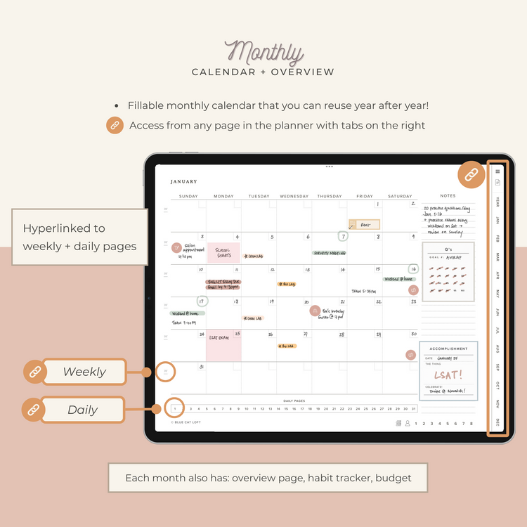 Undated digital planner - landscape - classic