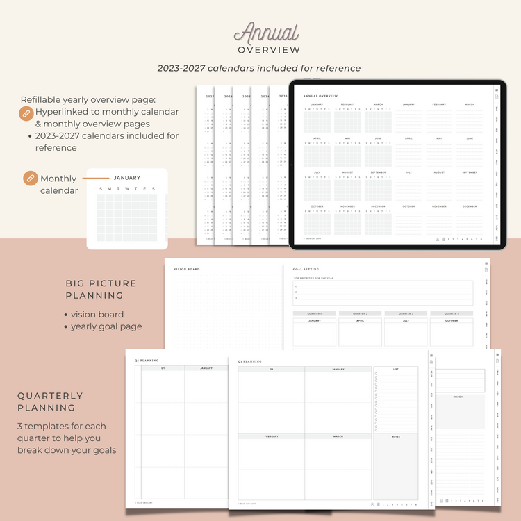 Undated digital planner - landscape - classic